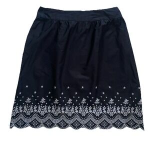 Vintage  90s Embroidered Midi Skirt Size Large 100% Cotton Whimsigoth Academia